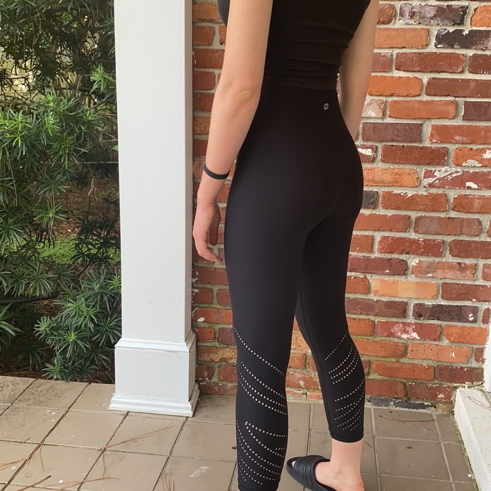 Black laser cut out leggings